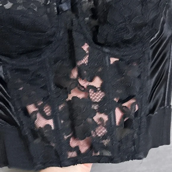 Vintage‎ y2k Victorias Secret Bustier 34A Black Lace Corset Top Sheer Lace Sexy